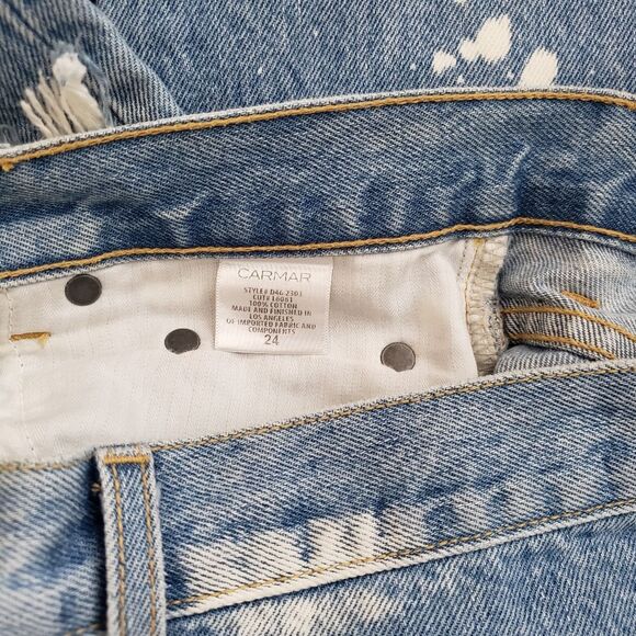 Carmar Cressida Epte Patchwork Distressed Bleached Denim Jeans Women's Size 24 - Picture 6 of 7